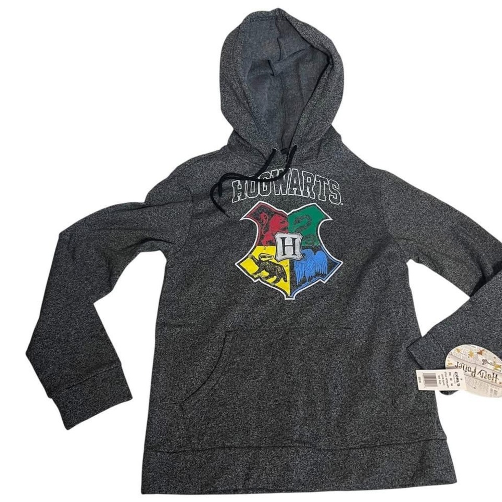 Harry‎ Potter Hogwarts Men's Dark Gray Pullover Hooded Sweatshirt Small - NWT
